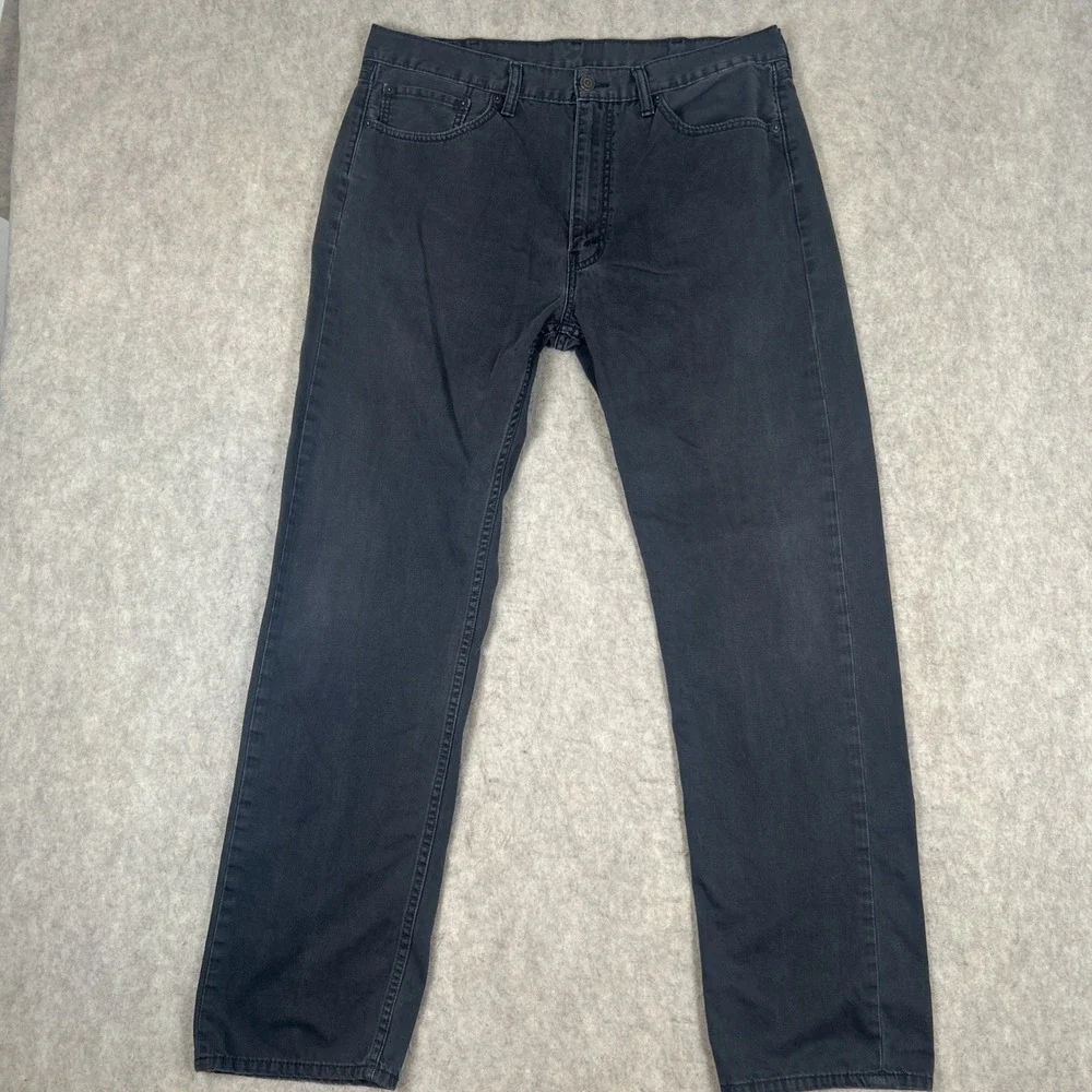 Levi‎ 505 Mens Jeans W38 L34 Dark Gray White Tab Straight Fit Casual Pants